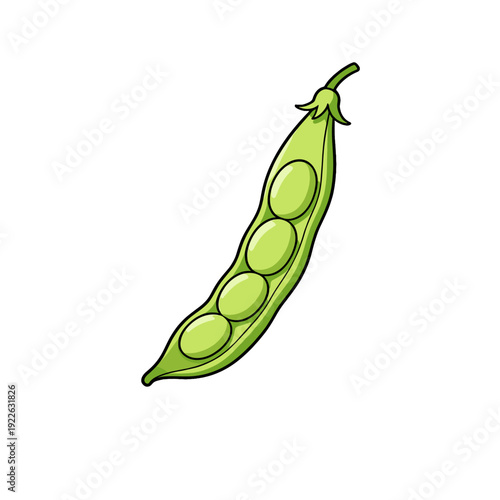 [Vector EPS]Fresh green pea pod with peas inside showing healthy vegetable