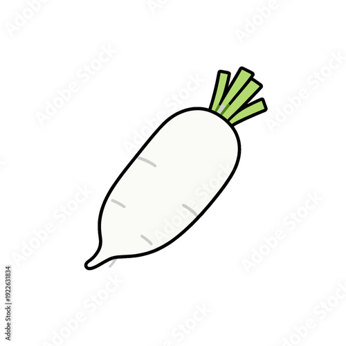 [Vector EPS]White radish with green top illustration for food related content