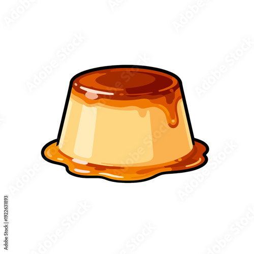 [Vector EPS]Delicious caramel-flavored custard pudding with glossy topping