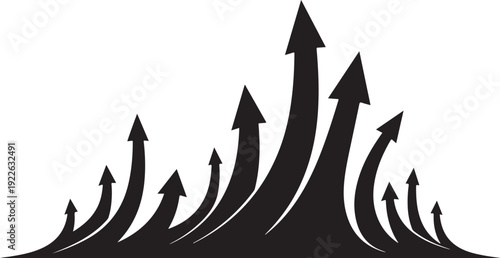 Black Arrows Pointing Upward in a Growth Concept Illustration