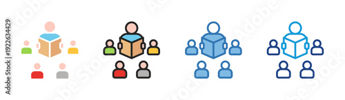 Group Learning icon set multiple style collection