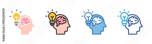Brain Idea icon set multiple style collection