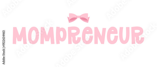 Pink mom business logo lettering with cute ribbon bow for feminine entrepreneur brand design