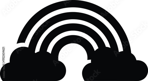 seeing rainbow after week of storms silhouette vector illustration on transparent background