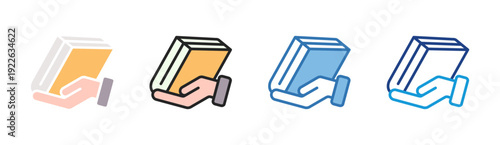 Hand Book icon set multiple style collection