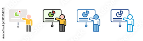 Presentation Training icon set multiple style collection