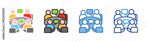 Team Discussion icon set multiple style collection