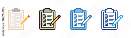 Checklist Evaluation icon set multiple style collection