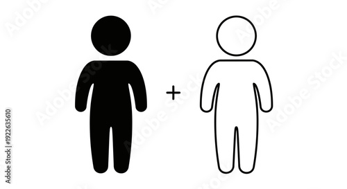 Diverse people icons set, minimalist human figures, gender equality symbols Vector