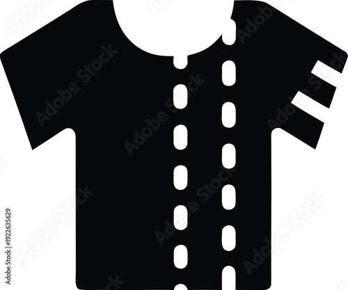 mending torn shirt with visible stitch silhouette vector illustration on transparent background