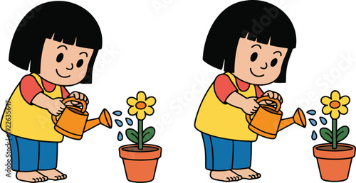 A simple cartoon illustration of a young boy washing his hands at a white porcelain sink