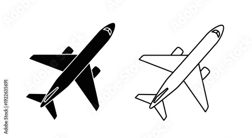 Two airplanes flying in the sky, vector illustration, high quality design Vector
