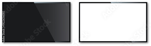 Modern TV Screen Mockup and Realistic Blank Monitor Display with Reflection
