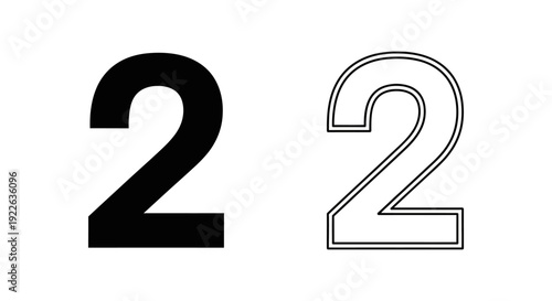 Minimalist 22 design, modern typography, clean double number, simple graphic Vector