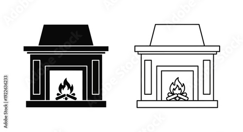 Fireplace designs: modern and traditional styles for cozy living rooms Vector