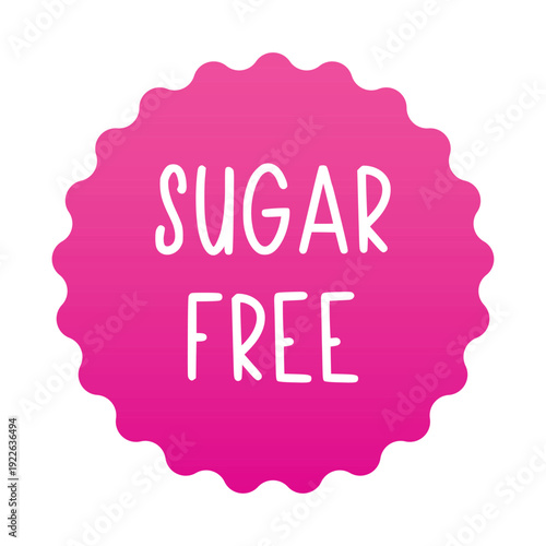 Sugar Free Pink Badge Vector Illustration Isolated on White Background, Healthy Food Label, Diabetics Friendly Product Stamp, Nutritious Diet Badge, Sweetener Concept Icon for Packaging Design.