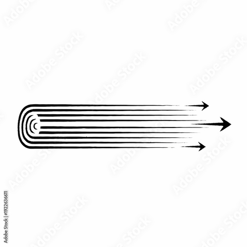 Dynamic speed lines with arrows indicating rapid forward motion and progress.