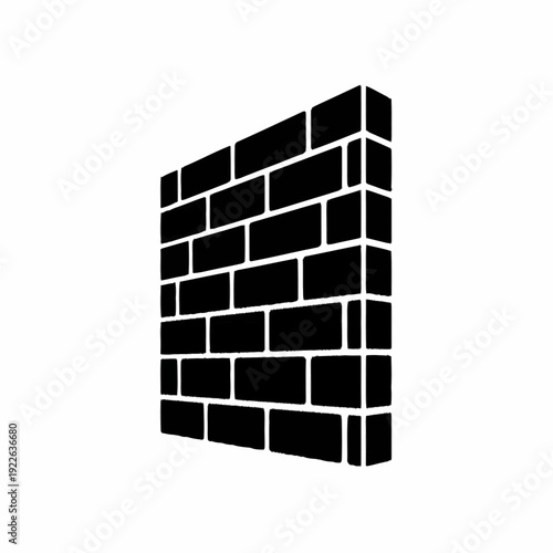Simple black brick wall icon illustration.