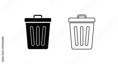 Two trash cans icon set, simple garbage bin design, waste container illustration Vector