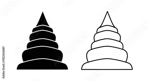 Minimalist stacked cone designs, abstract geometric shapes, modern art concept Vector