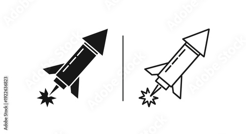 Two rockets with explosion graphics. vector illustration of space exploration. Vector
