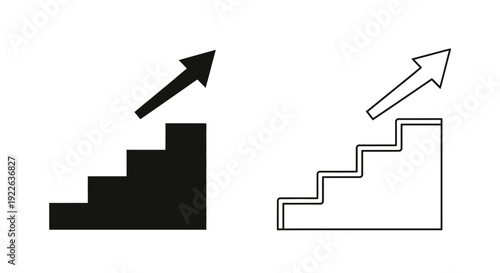 Stairs with arrows showing upward growth and progress concept illustration Vector