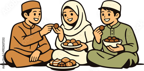 muslims sharing dates and food