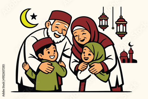 warm embrace of a muslim family