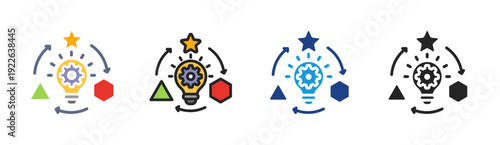 Creative Process icon set multiple style collection