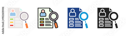 Profile Search icon set multiple style collection