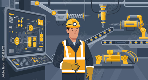 Industrial worker in safety gear.