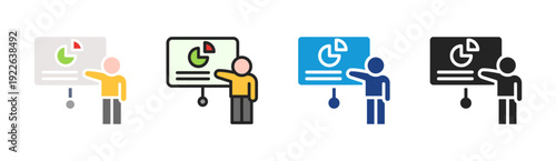 Presentation Training icon set multiple style collection