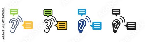 Active Listening icon set multiple style collection