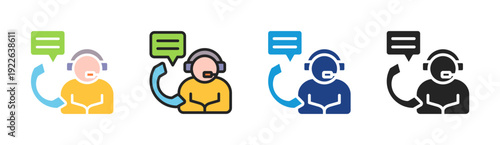 Customer Support icon set multiple style collection