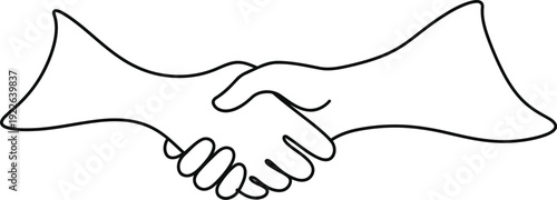 Flowing River Lines Handshake Line Art – Minimal Trust Partnership Vector Outline Variable Stroke Black on White