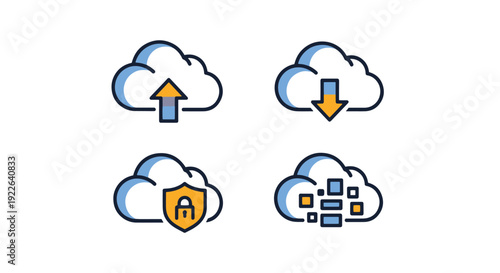 Cloud Backup Line modern bold tone illustration