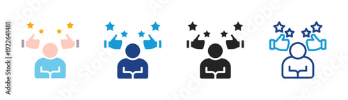 Positive Review icon set multiple style collection