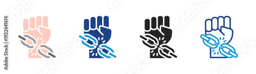 Breaking Chain icon set multiple style collection