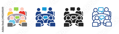 Team Discussion icon set multiple style collection