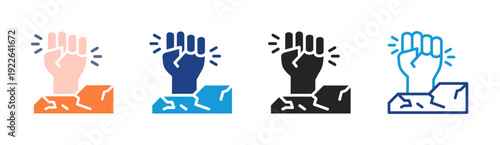 Empowerment Breakthrough icon set multiple style collection