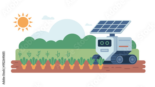Solar Powered Agricultural Robot in Field.