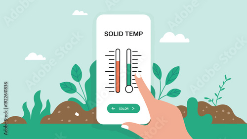 Smartphone Showing Soil Temperature Reading.