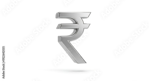 3D Indian Rupee currency icon in modern minimal style with smooth plastic texture, isolated on white background. Clean finance app symbol for banking, fintech, and digital payment UI design.
