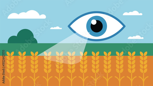 Large Eye Watching Over Wheat Field.