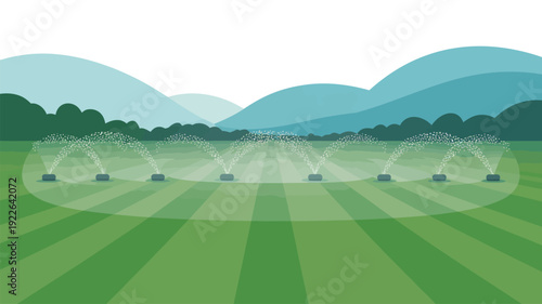 Tractor Spraying Crops in Green Field.