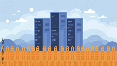 Group of People Standing Near Office Buildings.