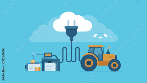 Tractor Powered by Electric Plug and Cloud.