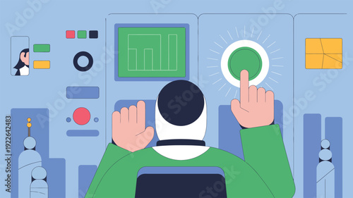 Man Controlling Industrial Machinery with Remote.