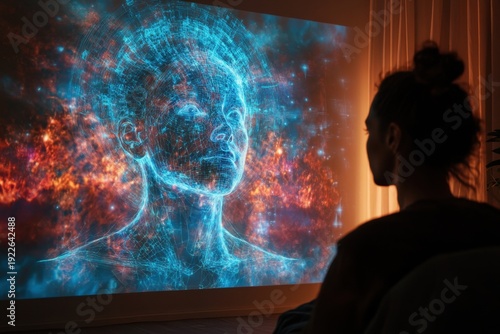 Exploring the intersection of technology and art with a digital projection of a human figure