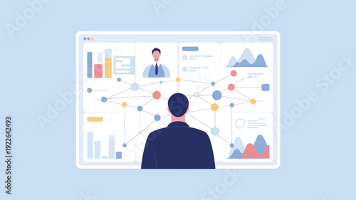 Man viewing data analysis on screen.